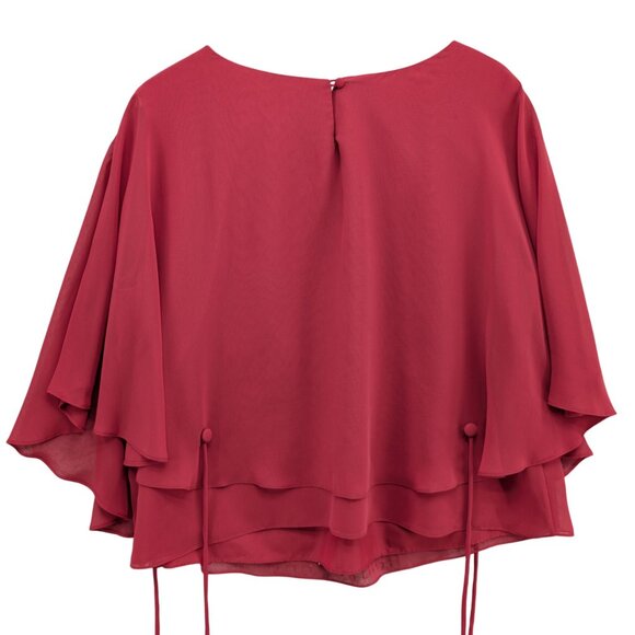 Alfred Angelo Chiffon 2 Pc Formal Outfit Red Evening Overlay Top Skirt Size 2X - Picture 3 of 14